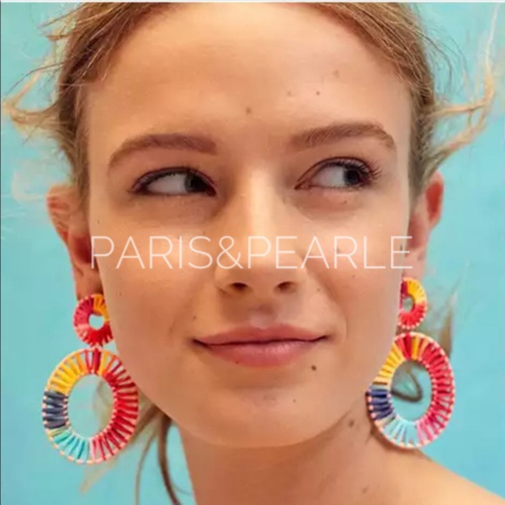 Sunny Skies Round Mutlticolored Rattan Earrings